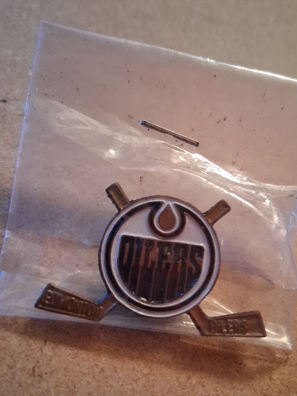 Edmonton Oilers Hockey Pin - Blue & Orange